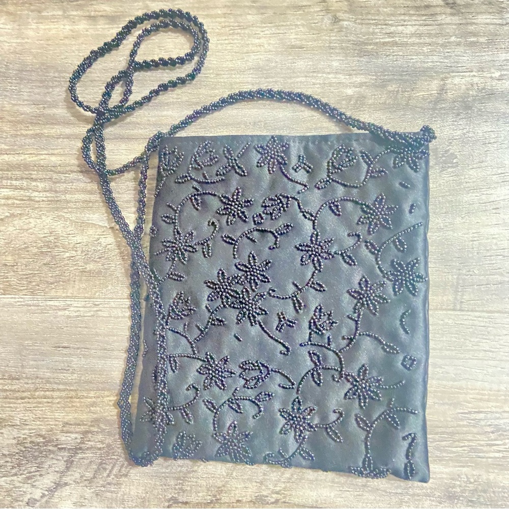 Talbots Beaded Black Crossbody Bag with Sleek Design - Picture 9 of 12